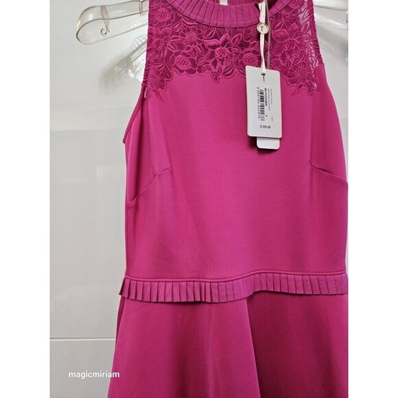 BNWT TED BAKER London Zaffron Embroidered Fit & Flare Dress Barbie Pink - Picture 7 of 15